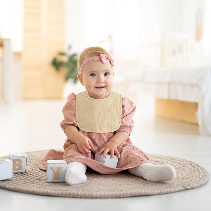 6-Pack Muslin Baby Bibs for Unisex Boys Girls, Cotton Baby Drool Bibs, Drooling and Teething Bibs for Infant