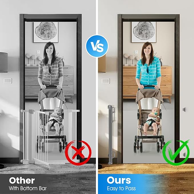 Retractable Baby Gate for Stairs & Doorways - 55" Wide Portable Safety Gate | Fits Baseboards, Easy to Use Indoor/Outdoor | Mesh Gate for Dogs, Puppies, Gray