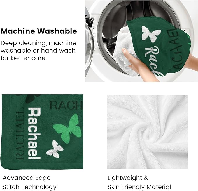 Personalized Throw Blanket with Name Custom Blankets Customized Baby Blanket for Girls Kids Adult Birthday Gift