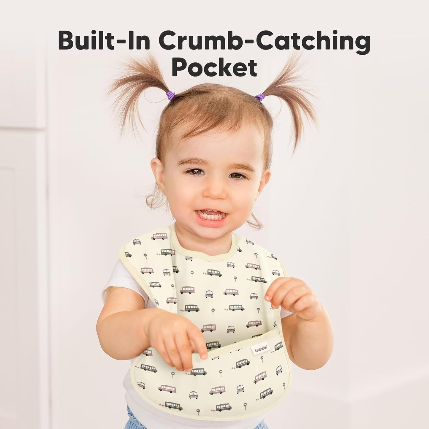 3-Pack Waterproof Baby Bibs for Eating - Lightweight Toddler Feeding Bibs with Large Food Catcher, Mess Proof, Food-Grade Baby Eating Essentials, Easy to Put On & Clean (Vessels)