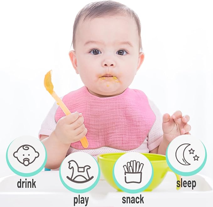 EllieHouse Baby Bibs for Girls Boys 10Pack Muslin Drool Teeth Drooling Teething Bibs Muslin Cotton for Infant Toddler