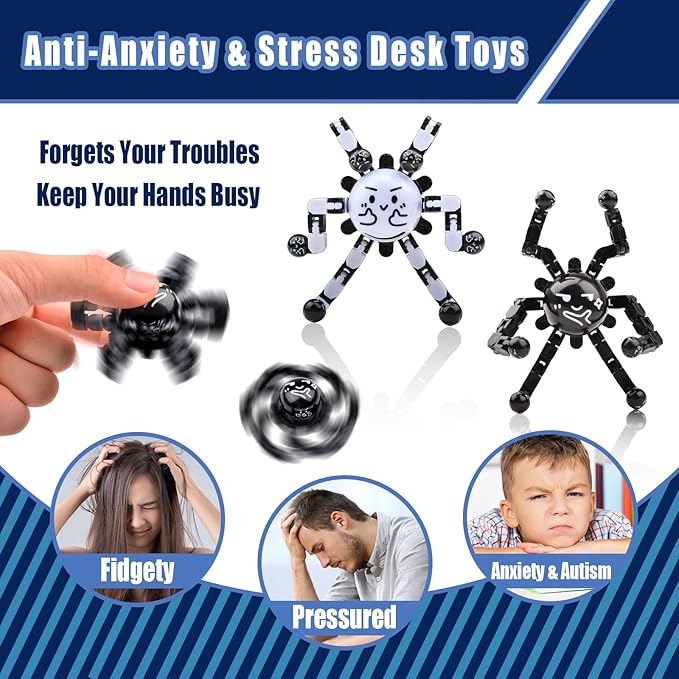 Transformable Fidget Spinners Toys for Adults and Kids,Cool Fingertip Gyros Gifts for Chrismas Birthdays Stocking Stuffers,Teens Sensory Travel Toy for Boy Girls ADHD Autism Relief Stress