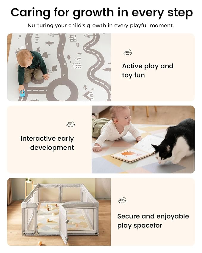 Tiny Land Baby Play Mat - Extra Large 78"x55" Waterproof Crawling Playmat for Infants & Toddlers, Reversible Non-Slip Foam Floor Mat, Soft Thick Foldable (Modern Zoo Oasis)