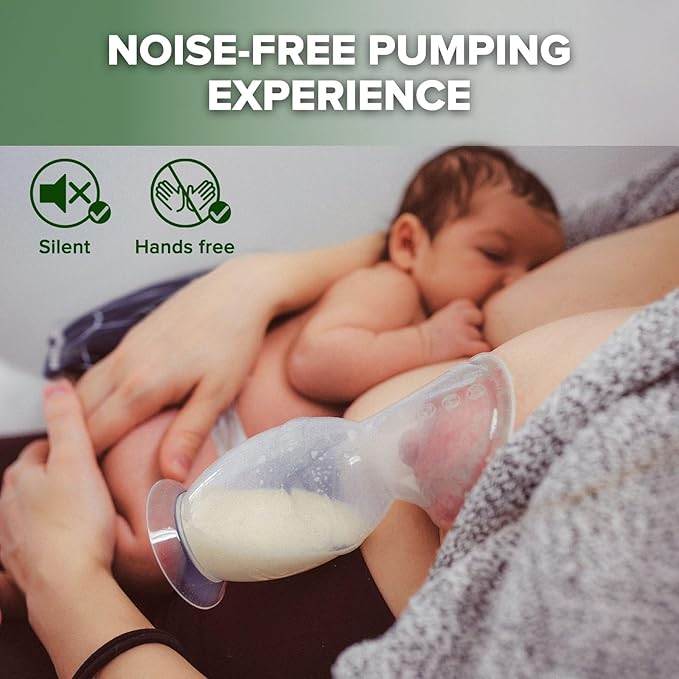 haakaa Manual Breast Pump & Silicone Cap Combo for Nursing Mom (Gray, 5oz. with Base)