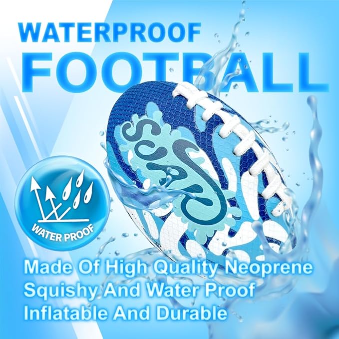 SOAK 9-Inch Water Football – Waterproof Foam Ball for Pool, Beach & Lake Games, Kids Ages 8-12 Adults, Outdoor Family Toy
