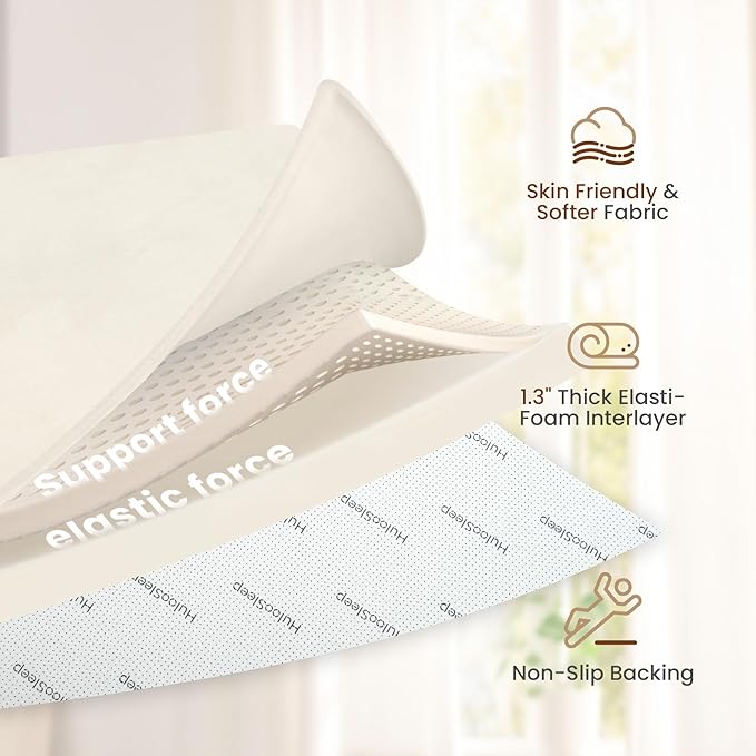 Baby Play Mat for Floor,1.3" Thick Elasti-Foam 50"×50" Playpen Mat for Tummy Time,Water Repellent Soft Coral Velvet for Toddler,Infant,Kids,Non-Slip Backing Safe for Crawling(Cream)