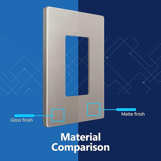 LIDER Matte Finish Decorator Switch Cover, Screwless Wall Plate, Mid-Size 1-Gang 4.88" x 3.11", Unbreakable Polycarbonate Thermoplastic, UL Listed, LSWP-31M-NK, Nickel