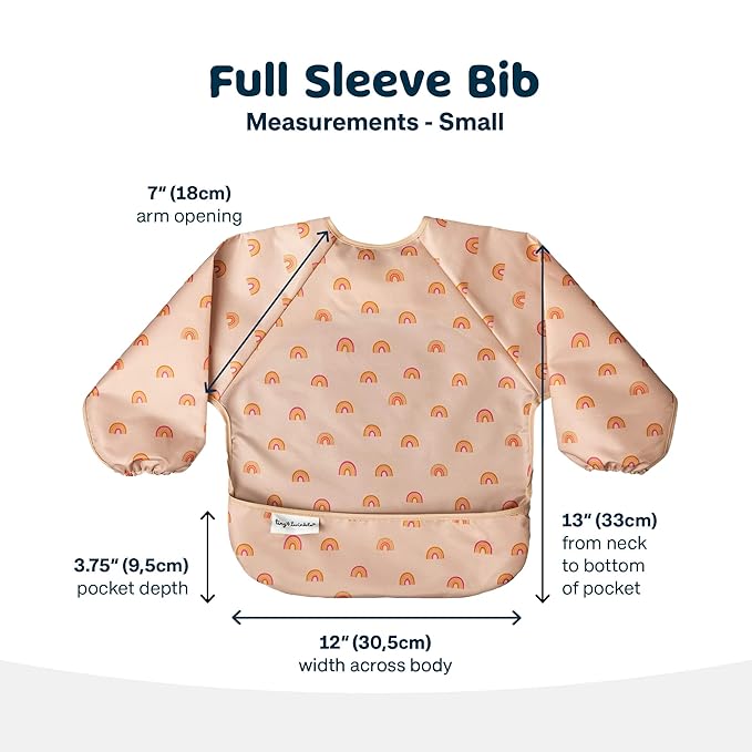 Tiny Twinkle Long Sleeve Bib for Babies & Toddlers – Waterproof Smock Bib for Eating – Machine Washable & Mess-Proof, Baby Feeding Essential & Shower Must-Have(Boho Rainbow, 6–24M)