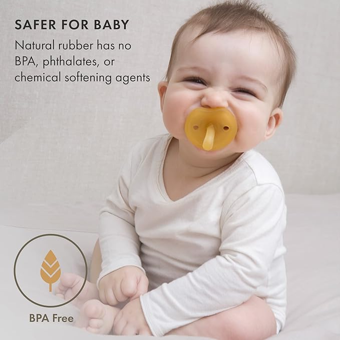 Natursutten Pacifiers 0-6 Months - 1-Pack Butterfly Shield Round Nipple Natural Rubber Safe & Soft BPA-Free for Breastfeeding Babies - Newborn Pacifiers Made in Italy