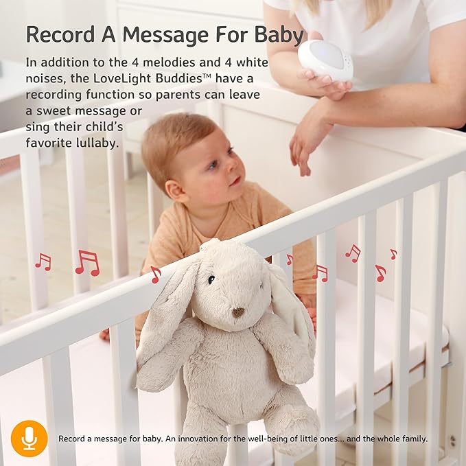 Cloud b Sound Machine with White Noise Soothing Sounds | Record Parent Voice | Adjustable Settings | LoveLight Buddies - Billy Bunny