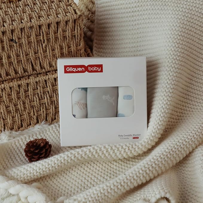 GLLQUEN BABY Swaddle 0-3 Months - 3 Pack Swaddles for Newborn, Adjustable Newborn Swaddling Wrap for Baby Boys and Girls, Swaddle Blanket Sleep Sack, Dinosaur & World, Easy Change