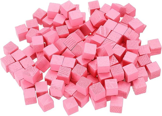 uxcell 300Pcs Wood Blocks for Crafts, 1cm Unfinished Wood Cube Solid Wooden Blank Square Block for DIY Craft Projects Personalized Gifts, Pink