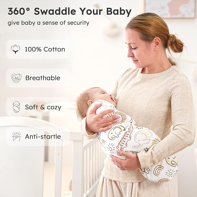 Yoofoss Baby Swaddles for Newborns 100% Organic Cotton, Adjustable Swaddle Sleep Sack 3-6 Months Newborn Swaddle Sack, Breathable Soft(Medium)