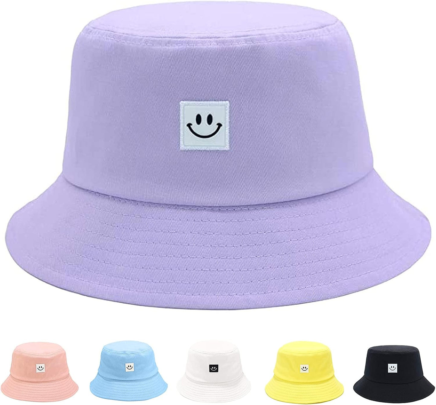 Kids Sun Hat Smile Face Bucket Hat for Girls Boys Summer Sun Protection Cotton Unisex Beach Cap
