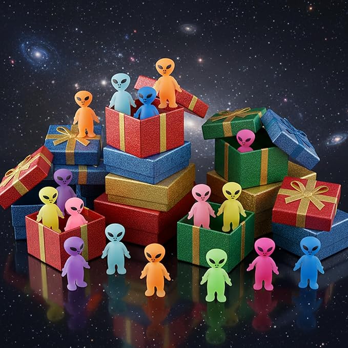 40 Pcs Colorful Mini Alien Figures Glow in The Dark Small Little Tiny Aliens Figurine to Hide and Seek for Space Party Favors Prank Gifts Halloween Party Goodie Bag Fillers, 8 Colors