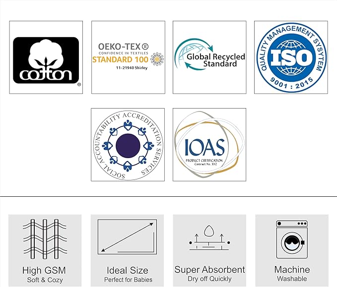 ORIGINAL KIDS Hooded Baby Towel - 100% Cotton Luxurious Jacquard Velour Baby Bath Towel with Hood - Boys Girls Infant Toddler - 550 GSM Soft Absorbent Newborn Bath Essentials - Large 30x30 - Blue