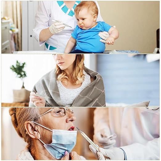 12Pcs Glass Oral Temperature for Adults Precise Measurement Fast Reading for Elderly Family Dual Scale ℃ & ℉