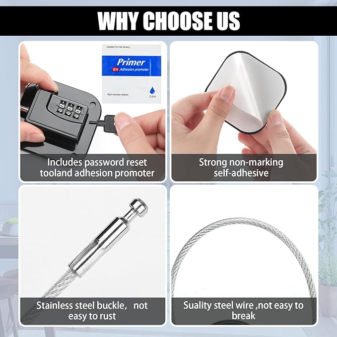 2 Pack Refrigerator Locks, Heavy Duty Fridge Lock for Child Safety Self Adhesive Combination Lock for Cabinets Window Drawers No Drilling No Keys Needed