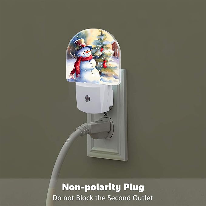 Cute Snowman with Christmas Tree Night Light Plug into Wall, Winter Xmas Snowman Dusk to Dawn Night Light Plug in,0.5w Energy Saving Sleep Friendly NightLight for Kids Boys Girls Home Decor