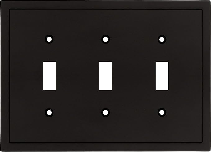 Modern Edge Decorative Wall Plate Switch Plate Outlet Cover, Durable Solid Zinc Alloy (Triple Toggle, Matte Black)