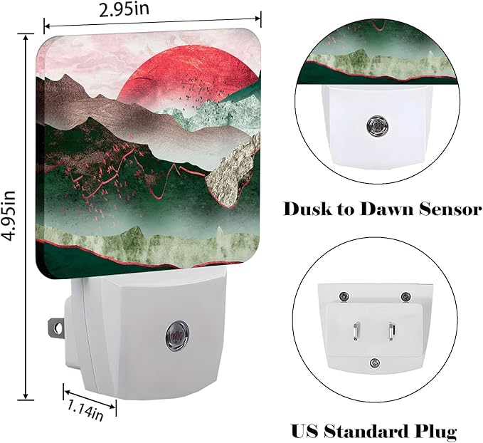 Abstract Mountains Night Light,Plug Into Wall Decor for Stairway,Hallway,Kitchen,Dusk to Dawn Sensor Nightlights for Boys/Girls/Women/Men Room Gifts