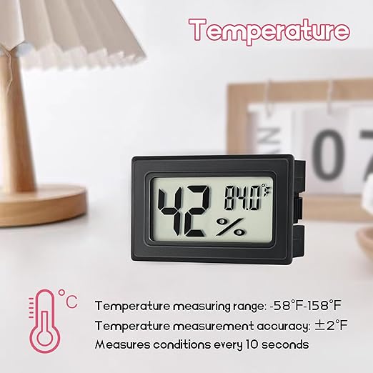 Mini Hygrometer Indoor Humidity Meter Hygrometer Thermometers 6 Pack Humidity Meters Gauge Hygrometer Mini Digital Thermometer Hygrometer with Fahrenheit (℉) for Humidors, Greenhouse, Garden, Cellar