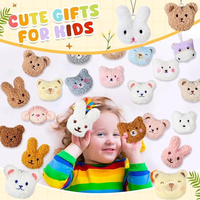 Libima 40 Pcs Mini Stuffed Animals Sea Animal Fruit Plush Keychain Set for Carnival Birthday Classroom Prizes Decoration for Clothes (Adorable)