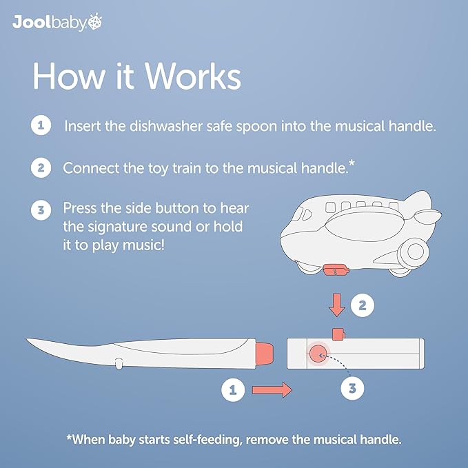 Jool Baby Musical Baby Spoons, 3 Spoons + Plane with Fun Sounds - Multi-Stage Spoon for Infant Feeding & Training Babies 6+ Months to Self-Feed