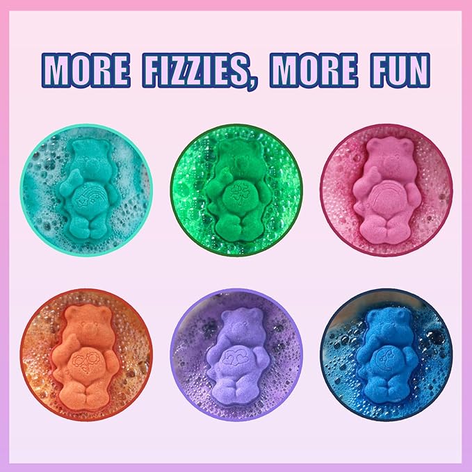 Care Bears 6 Pack Bubblegum Scented Bath Bombs - Ages 3+ Character Molded Bath Bombs – Fun & Bright Colors - Great Birthday Gifts, Stocking Stuffers, Slumber Parties, Spa Days & More by Townley Girl