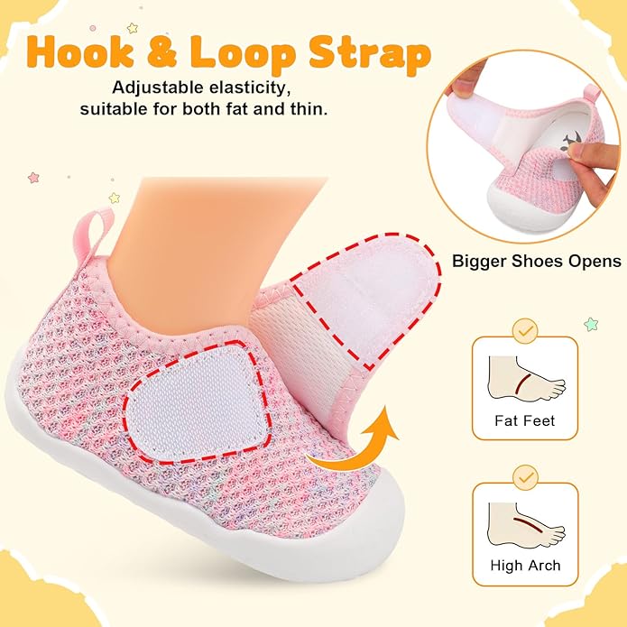 FEETCITY Baby First Walking Shoes Wide Baby Shoes Infant Sneakers Newborn Crib Shoe Barefoot Lightweight Slip On Shoe