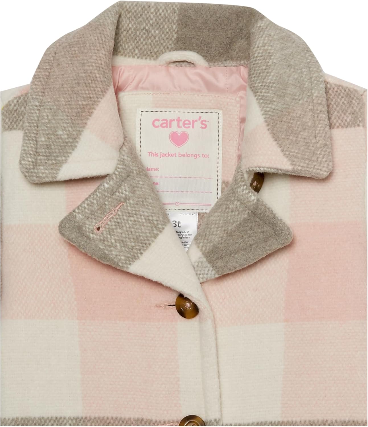 Carter's Toddler Girls Midweight Jacket, Warm, Hooded, Water-Resistant Winter Coat