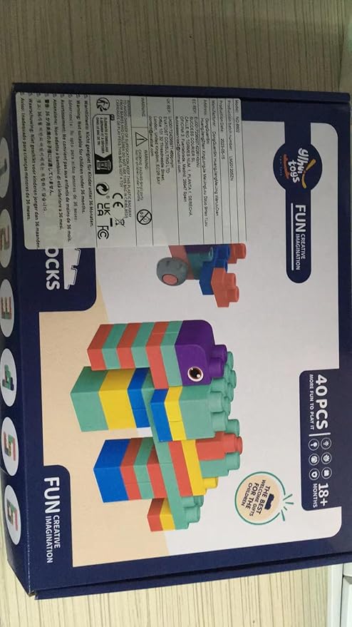 Soft Building Blocks for Toddlers, Large Building Blocks Stacking Blocks for Babies 6 Months and Up Stem Toddler Gifts, Teething Toys, 40 PCS