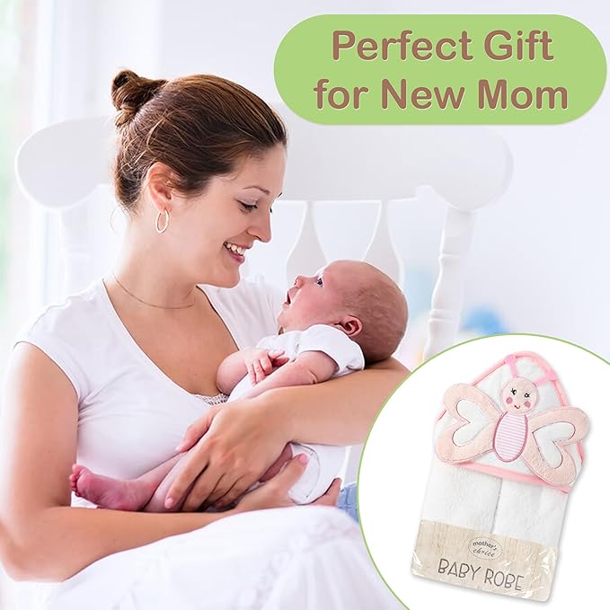 Mother's Choice Baby Hooded Towel - Large Size Cotton, Ultra-Soft & Absorbent Bath Towel for Newborns, Infants, Toddlers, Boys & Girls with Animal Hood (Butterfly)