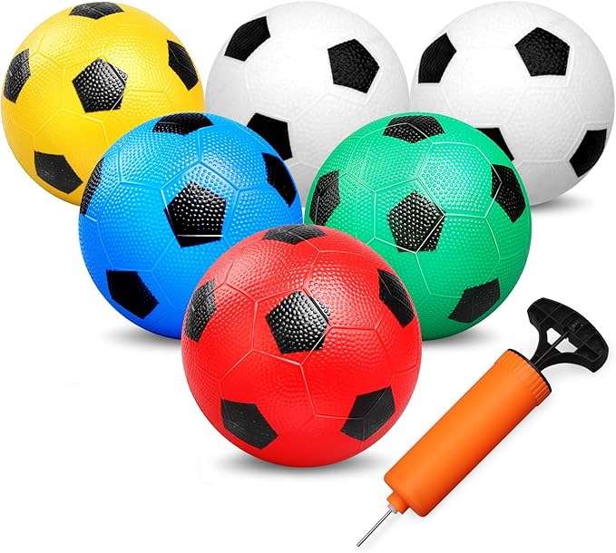 6 Inch Mini Soccer Balls for Kids Toddler, Small Soccer for Mini Goal Hoop, KickBall Soft Footballs Sport Game for Indoor Outdoor Playground Beach, Pool Ball with Pump For Inflatables Float - 6PCS