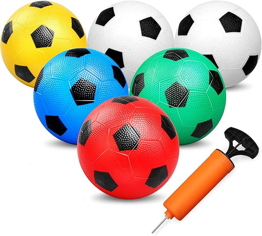 6 Inch Mini Soccer Balls for Kids Toddler, Small Soccer for Mini Goal Hoop, KickBall Soft Footballs Sport Game for Indoor Outdoor Playground Beach, Pool Ball with Pump For Inflatables Float - 6PCS