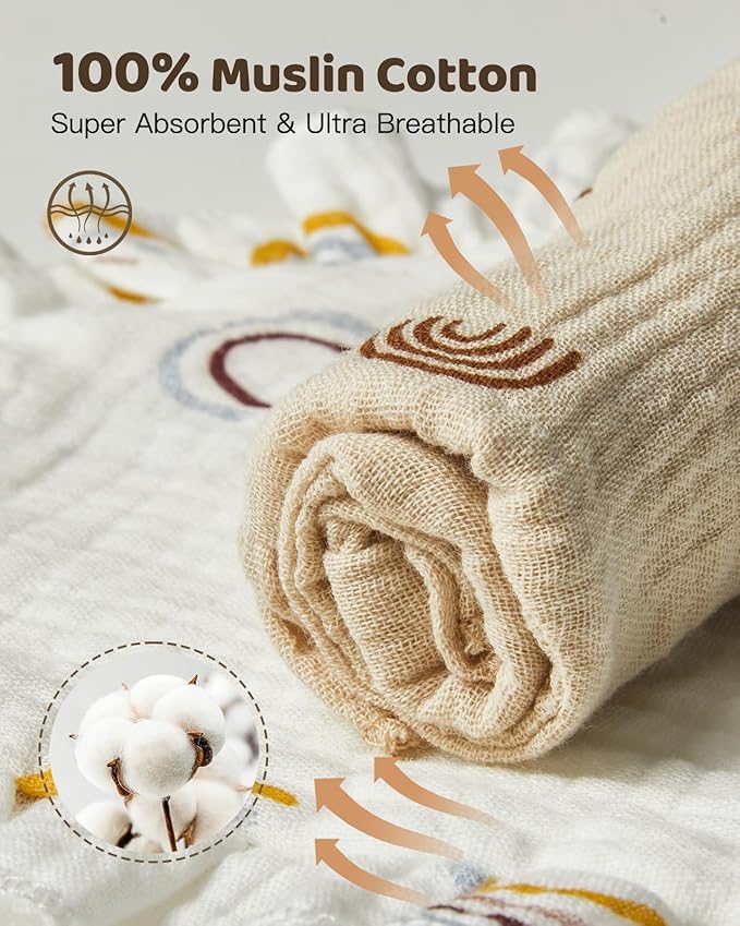 Lictin 8-Pack Muslin Baby Bibs - Bandana Drooling and Teething Bibs, Unisex Cotton