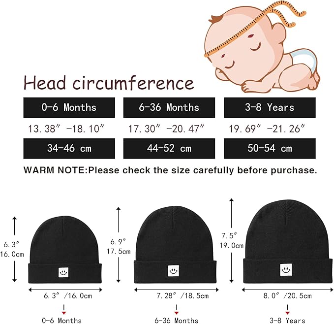 2Pack Baby Beanie Knit Toddler Hat for Girls Boys 0-8 Years