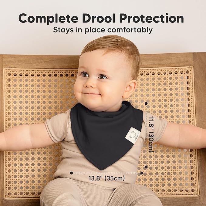 8-Pack Organic Baby Bandana Bibs for Boys, Girls - Super Absorbent Triangle Baby Bibs for Drooling and Teething Infant, 100% Cotton Extra Soft for Newborn, Infant 0-36 Months (Coastline)