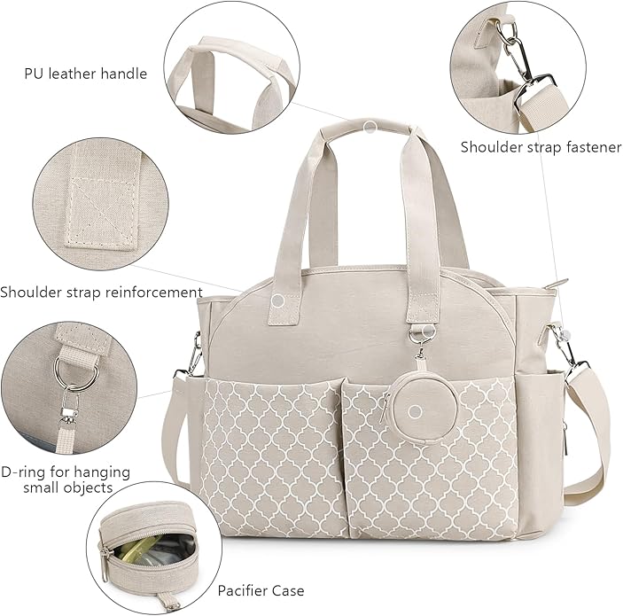 Lmbabter Diaper Bag Tote with Changing Station Upgrade Multi-Function Baby Bag with Adjustable Shoulder Strap