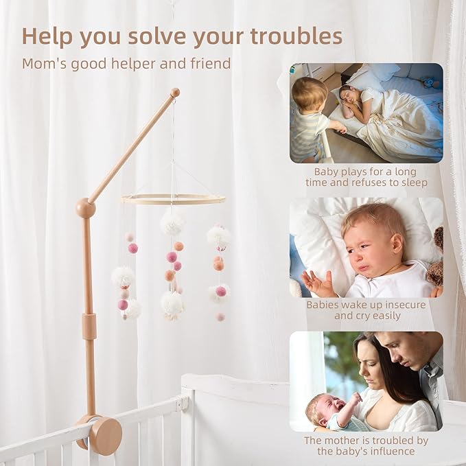 let's make Baby Crib Mobile Arm - Wooden Baby Mobile Crib Holder 31 inch for Mobile Hanging Baby Crib Attachment for Nursery Decor
