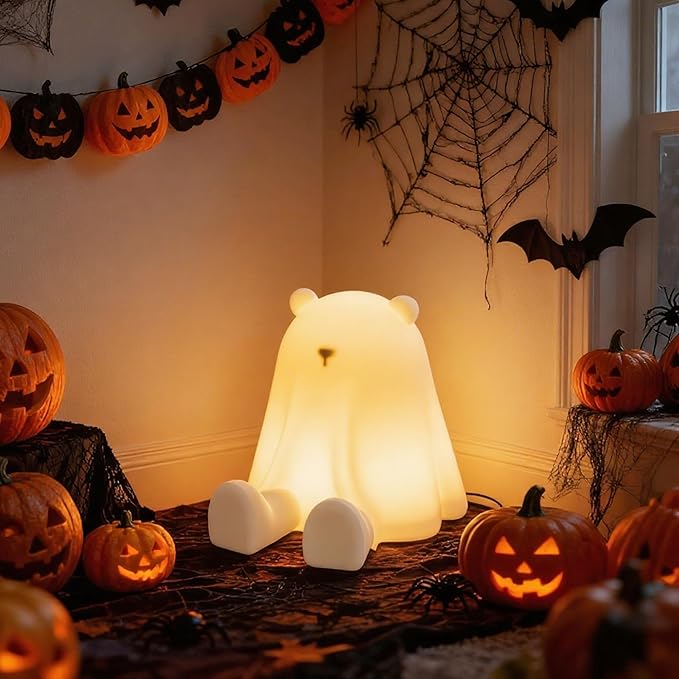 Li&Zhao Cute Night Light, Bear Halloween Night Light for Halloween Decorations, Light Baby Lamp Bedside Touch Lamp Funny Room Decor Cool Gifts Kids for Bedrooms, Living Room