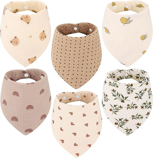 Accmor Muslin Baby Drool Bibs 6 Pack Baby Bandana Drool Bibs Soft Cotton Baby Bandana Bibs for Teething Drooling
