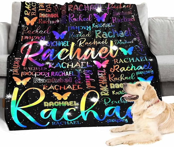 Customized Baby Blanket, Personalized Gifts Rainbow Blanket with Name for Boys Girl Customized Blankets Personalized Gifts Name Blankets