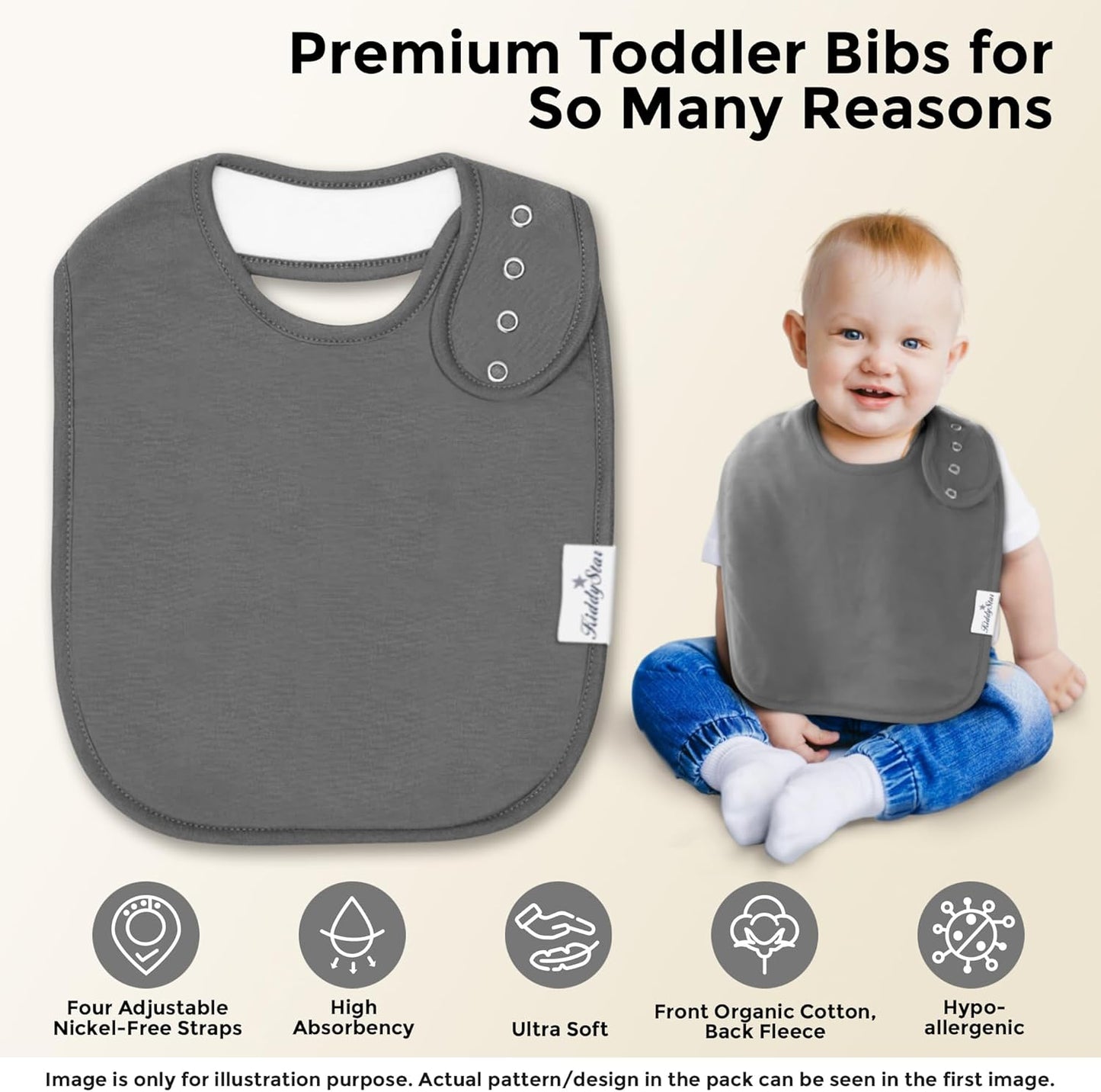 Organic Cotton Baby Bibs – Soft Teething & Drool Bib for Newborns & Toddlers – Hypoallergenic, Absorbent, Snaps