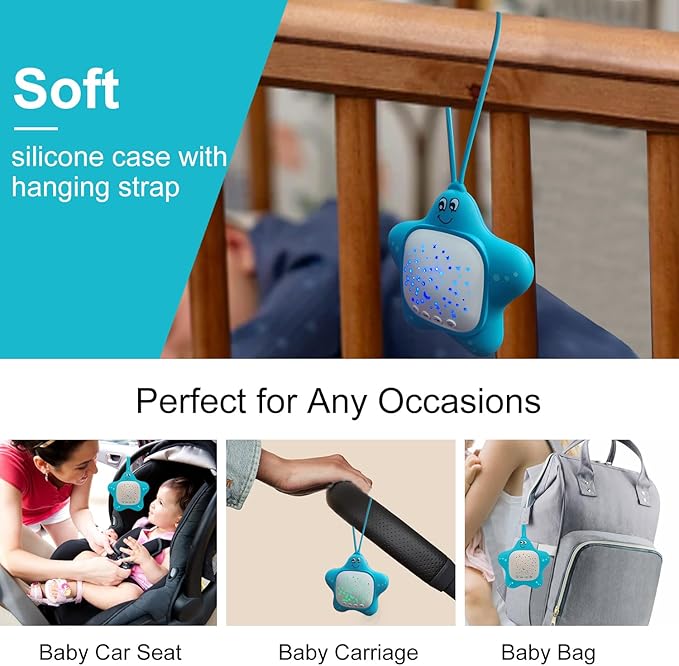 White Noise Machine for Baby with Star Projector | Sleep Aid Music for Nursery & Travel | Portable Sound Machine Lullabies for Infants, Toddlers, Kids