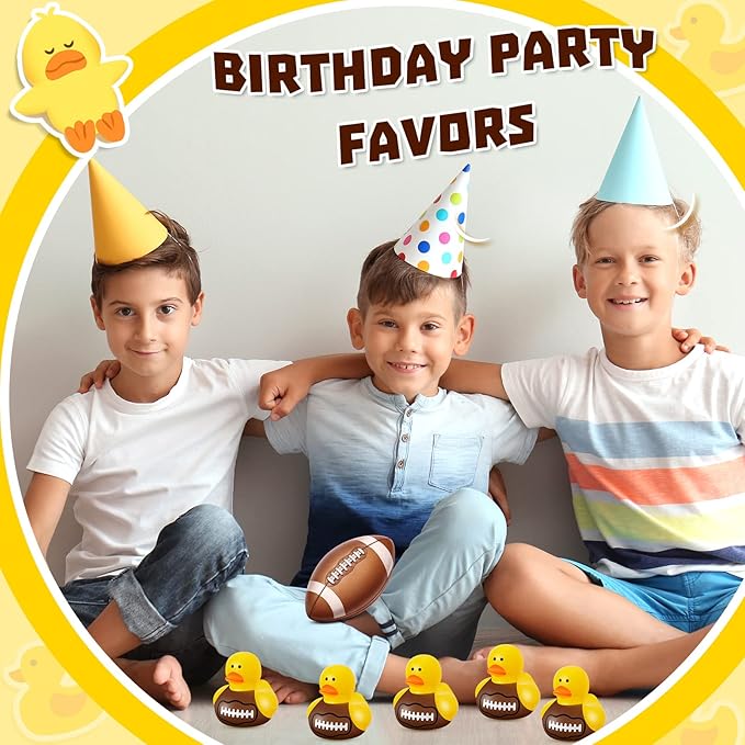 Deekin 24 Pcs Rubber Duck 2 Inch Bulk Sport Party Favors for Birthday Party Decorations Club Player Gift (Football)