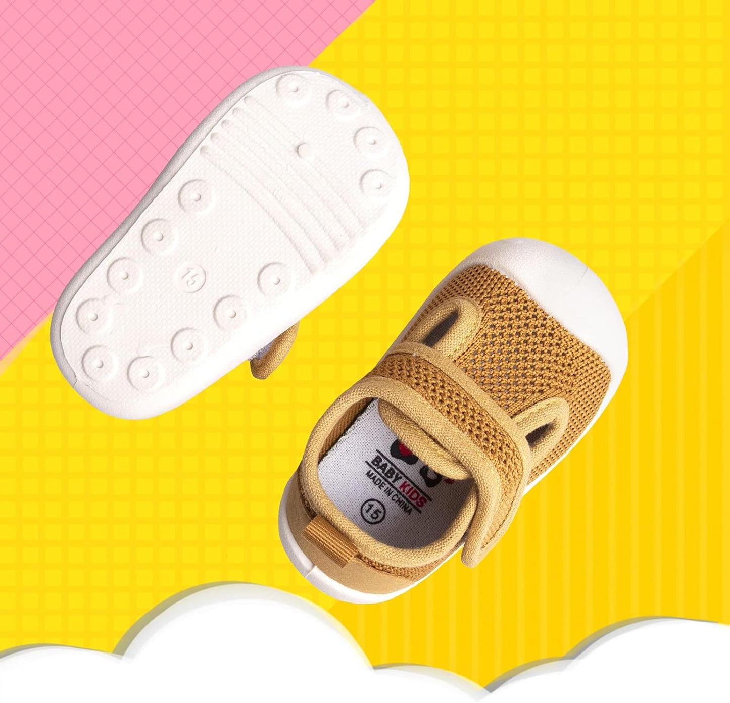 Baby First-Walking Shoes 1-4 Years Kid Shoes Trainers Toddler Infant Boys Girls Soft Sole Non Slip Cotton Canvas Mesh Breathable Lightweight TPR Material Slip-on Sneakers Outdoor