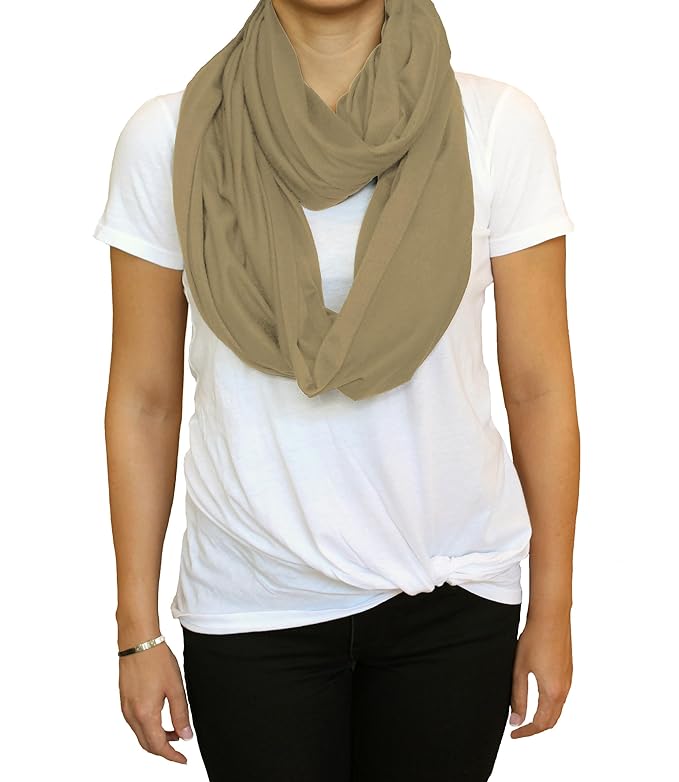 LK Baby Infinity Nursing Scarf Breastfeeding Cover Ultra Soft Premium Jersey Polyester- 100% AZO free and Safe for Baby (Light Brown)
