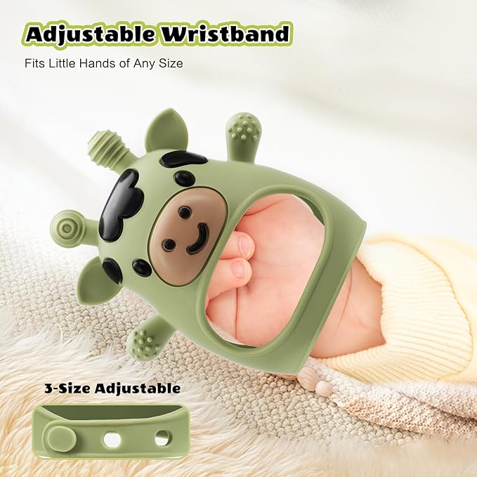 2 Pack Baby Teething Toys for 3-6 6-12 Months, Food Grade Silicone Infant Teether Mitten, Baby Essentials Teething Relief, Newborn Essentials Chew Toys for Sucking Needs