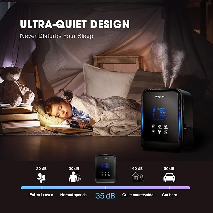 VIVOSUN 4.5L 2-in-1 Cool & Warm Mist Ultrasonic Humidifier with Essential Oil Box & Remote Control for Bedrooms, Offices, Plants, Babies, Dryness, and Skincare